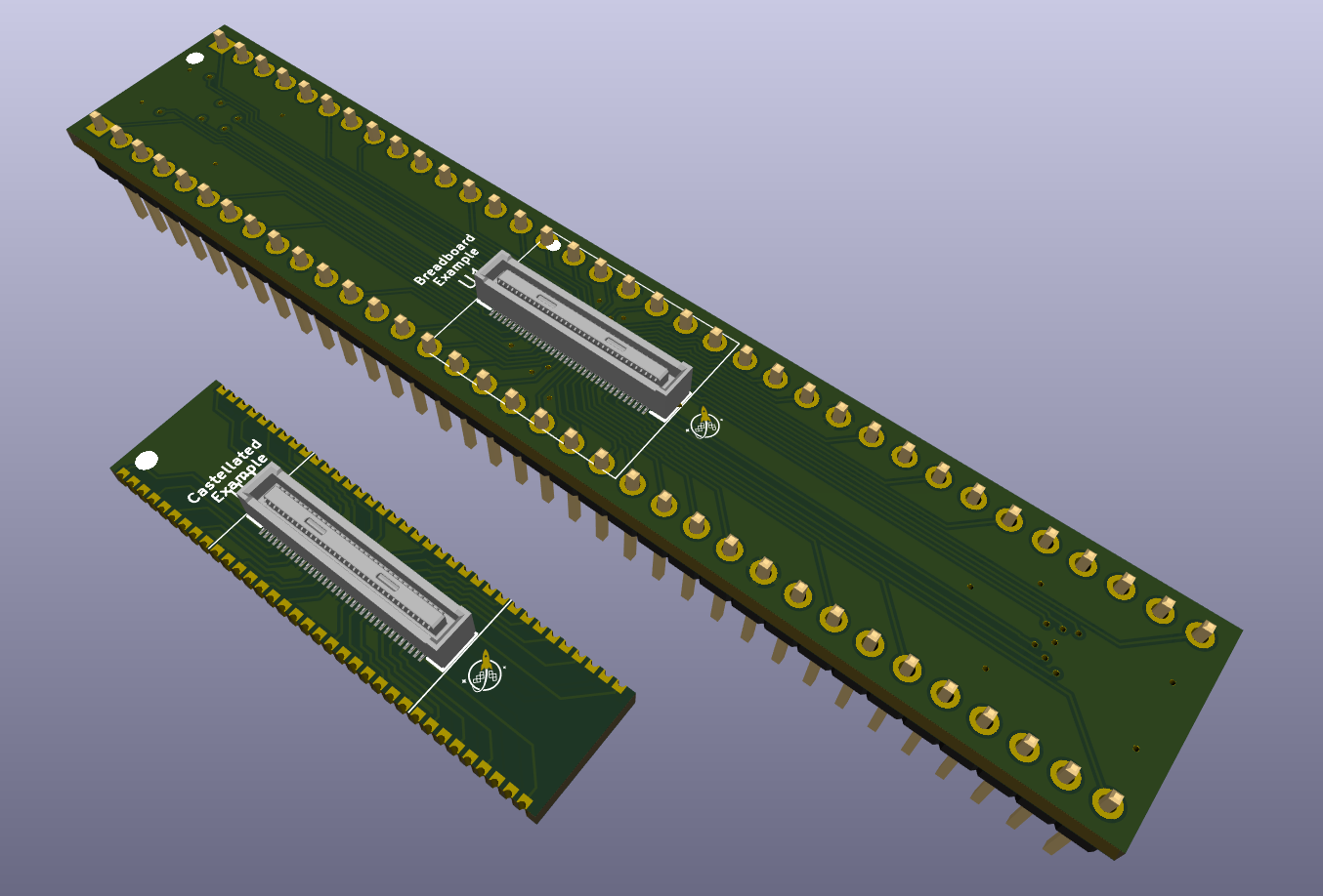 Castellated and breadboardable breakout board designs